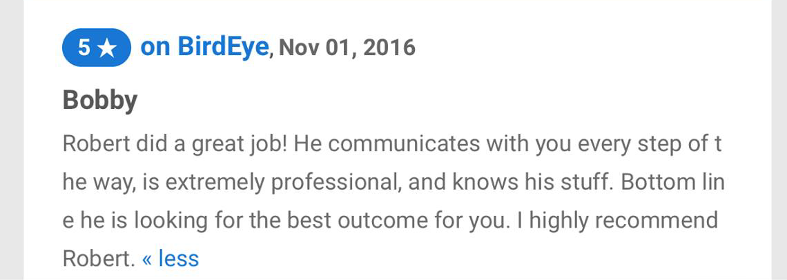 Bobby K. Testimonial, from Avvo.com