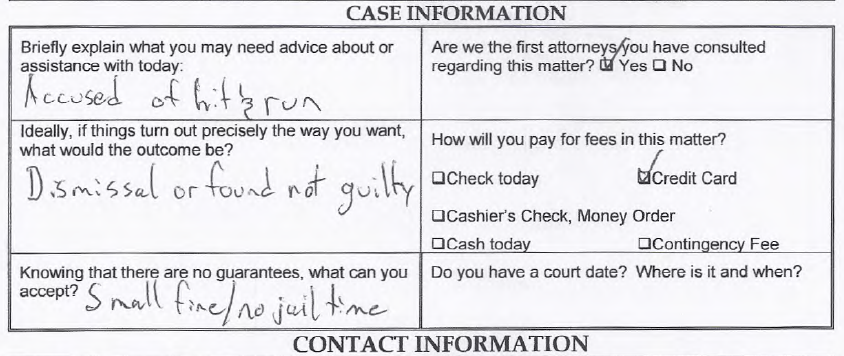 Litwack Intake Sheet - Orange County Attorneys